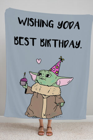 Baby Yoda Birthday Gift Fleece Blanket