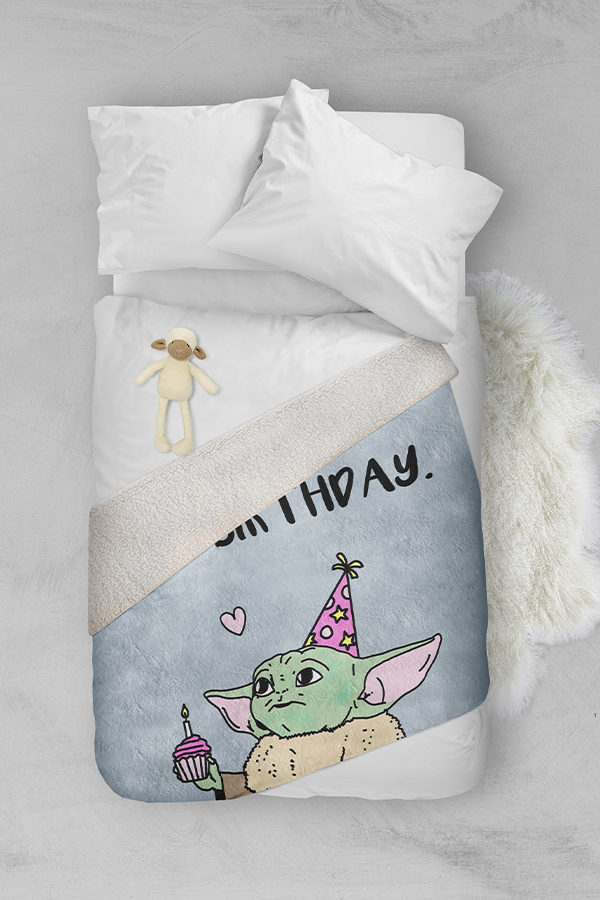 Baby Yoda Birthday Gift Fleece Blanket