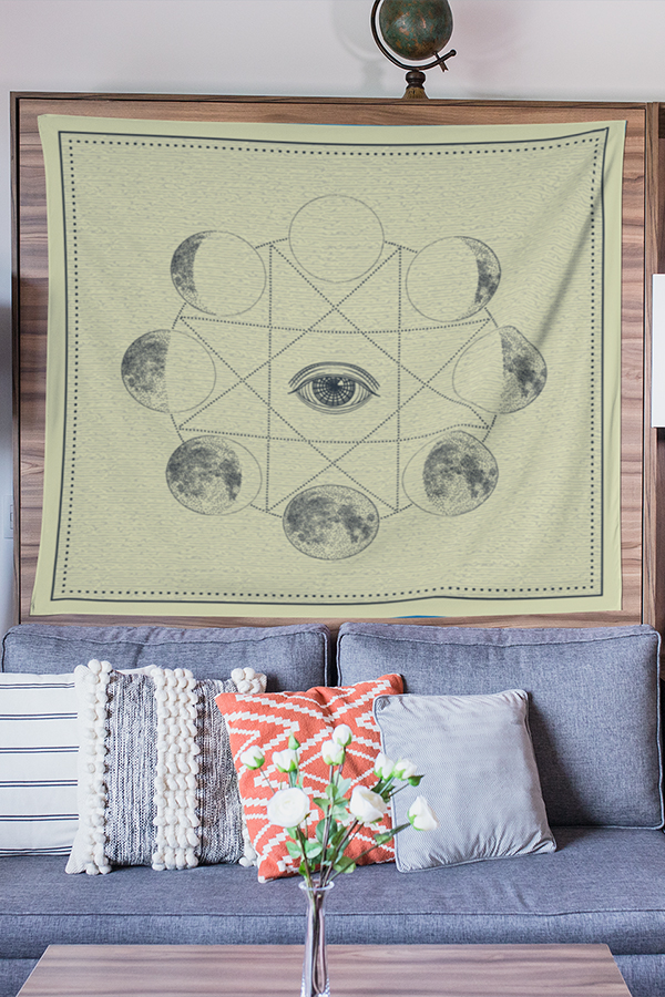 Moon Phases Trippy Tapestry
