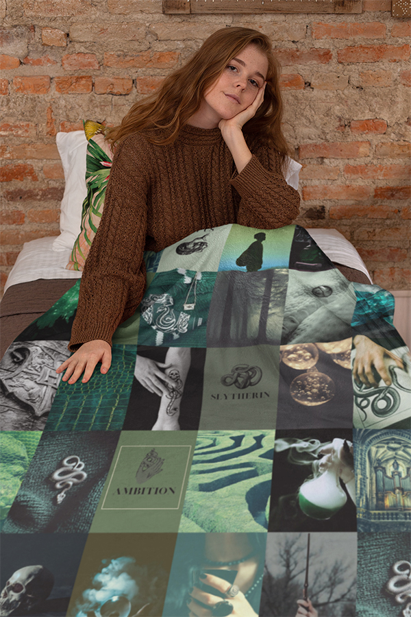 Harry Potter Slytherin Collage Fleece Blanket
