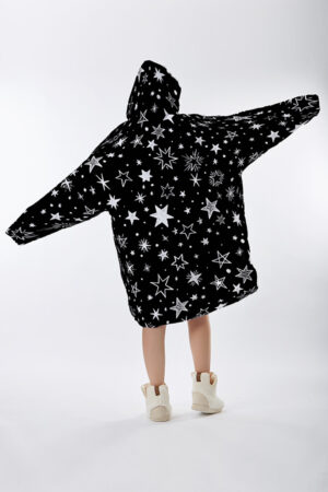 Stars Black Hoodie Blanket